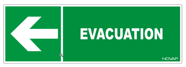 Panneau évacuation flèche gauche - 450x150mm [Lot de 3]