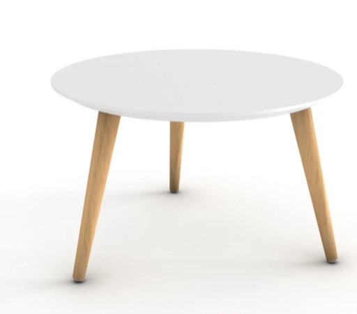 Table basse - plateau rond laqué blanc