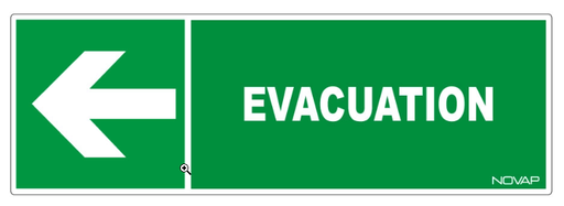 Panneau évacuation flèche gauche - 450x150mm [Lot de 3]