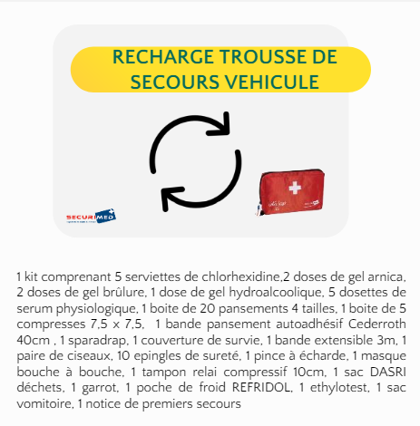Recharge trousse de secours vehicule